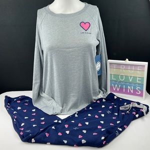 Life Is Good, ‘Pink Hearts’ PJ set. SZ:Small. Firm! NWT Last One!